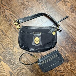 Coach Black and Gold Clutch and Wristlet Set